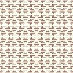 Outline seamless pattern with battlement curved lines on white background. Repeated geometric figures wallpaper.