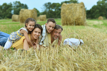 Fototapeta premium happy family at field