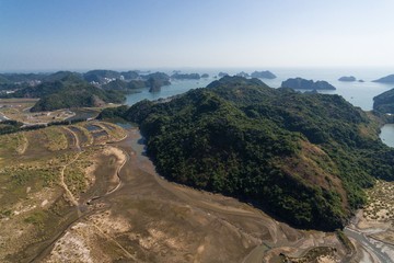 Fototapeta na wymiar Ha Long Bay Cat Ba Vietnam Aerial Drone Photo