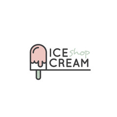 Vector Simple Icon Style Illustration Logo for Ice Cream Shop or Parlour