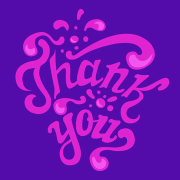 Thank You hand drawn lettering, calligraphy, greeting card templ