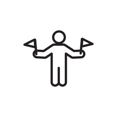 man with flags icon illustration