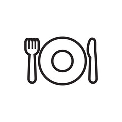 plate fork and spoon icon illustration
