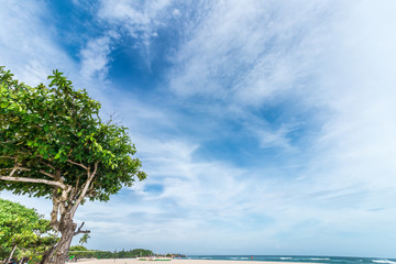 The vast blue sky and clouds sky on a tropical Bali island, Indonesia, Asia.