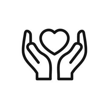 hands holding heart icon illustration