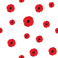 Wallpaper murals Poppies Red poppy seamless pattern. Repeating texture with flowers. Simple vector floral continuous background in flat style.