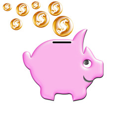 Piggy moneybox with coins