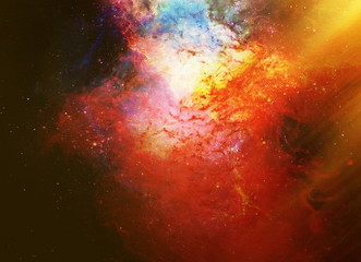 Cosmic space and stars, color cosmic abstract background. Fire effect in space.