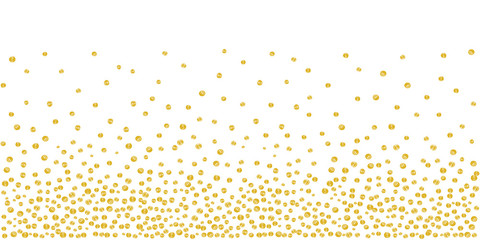 Abstract background of random falling golden dots on white. Hand drawn by markers confetti pattern. Suitable for textile, wrapping design, greeting cards etc. Vector eps8 illustration.