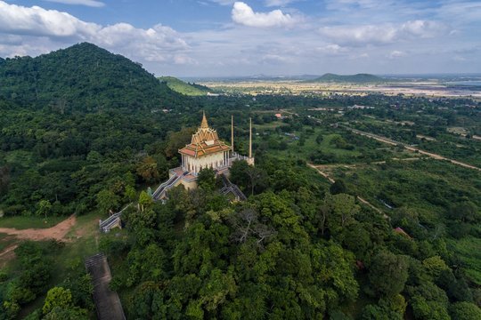 Kep Cambodia Wat Samathi Pagoda Aerial Drone Photo