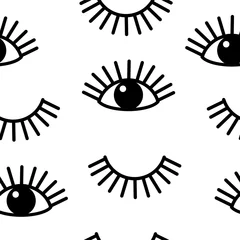 Printed kitchen splashbacks Eyes Eye and eyelash seamless pattern vector