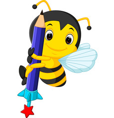 bee holding pencil