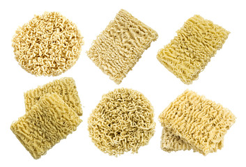Set Of Instant Noodles Or Ramen On White Background