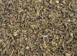 Dry Green Tea Leaves Background
