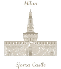 Obraz premium vector illustration of Sforza Castle