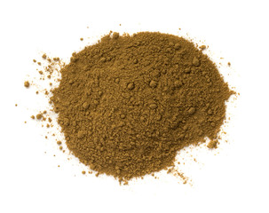 Pile of Dry Ground Ginger On White Background