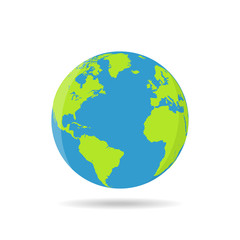 Earth globes isolated on a white background in a flat design