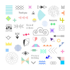 Set of different geometric shapes and textures. Design for poster, card, invitation, placard, brochure, flyer, presentation. Vector illustration