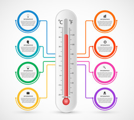 Infographics thermometer design template. Vector illustration.