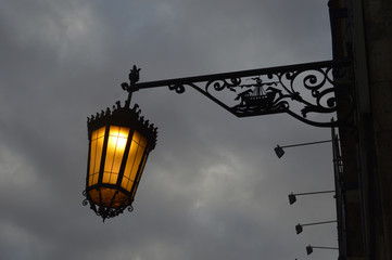 Vintage lantern on the streets of Lisbon