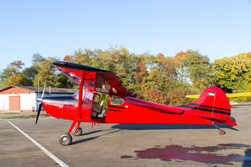 Classic red Cessna 170 aircraft