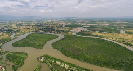Kampot Cambodia River PanoramaAerial Drone Photo 