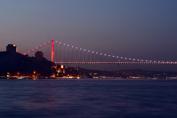 The Second Bosphorus Bridge in Istanbul at night, Turkey