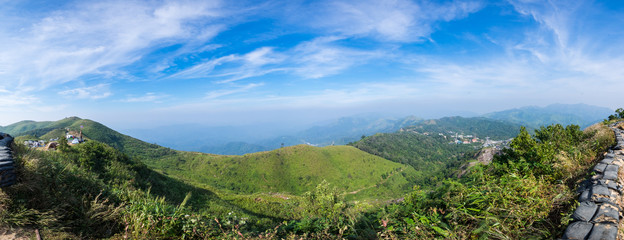 Fototapeta na wymiar Panorama Mountain View with Blue Sky