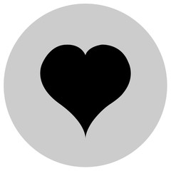 Black heart on gray background. Flat illustration