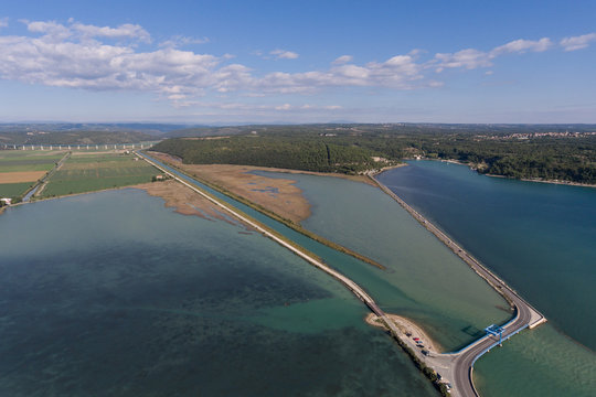 Adriatic sea Mirna river Antenal Tar Croatia Aerial Drone Photo