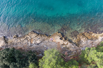 Fototapeta na wymiar Holiday in Lanterna Croatia Aerial Drone Photo
