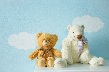 love teddy bears sitting on a background of sky and clouds