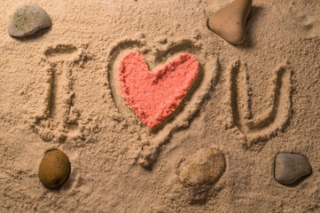 I love you written in the sand