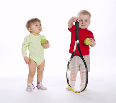 Funny Tennis Player On White Background