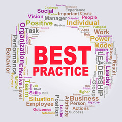 Wordcloud words tags of best practice