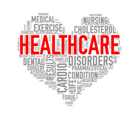 Wordcloud healthcare heart concept