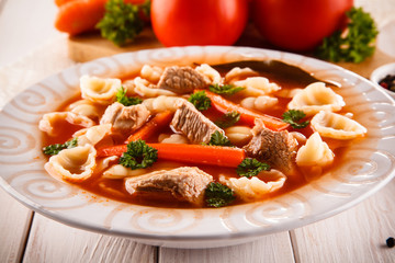 Tomato soup and ingredients 