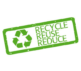 Rubber stamp with text recycle, reuse, reduce