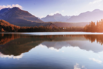 Lake Strbske pleso in High Tatras mountain, Slovakia, Europe