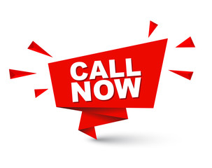 Red easy vector illustration isolated paper bubble banner call now. This element is well adapted for web design.
