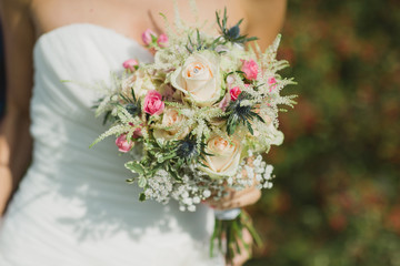 wedding bouquet wiht ring in rose