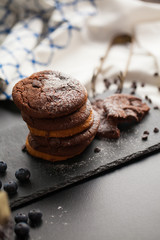 Chocolate ship soft cookies pile up decorate with chocolate ship