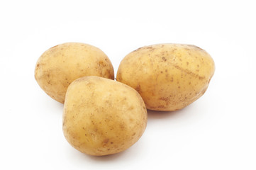 Quality Potato space. Potatoes isolated on white background