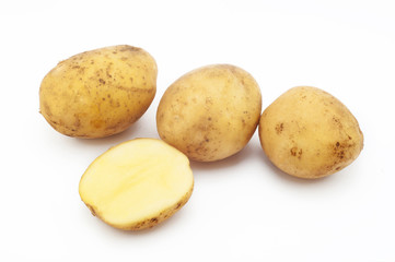 Quality Potato space. Potatoes isolated on white background