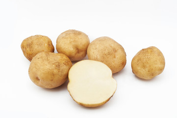 Potato varieties Kuras. Potatoes isolated on white background