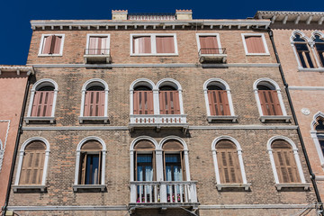 View of traditional Venetian buildings at Zattere quay. Venice.