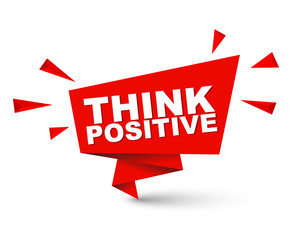 Red easy vector illustration isolated paper bubble banner think positive. This element is well adapted for web design.