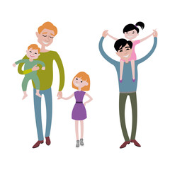 Father and kids together character vector.