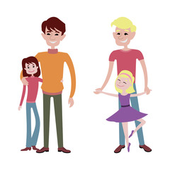 Obraz premium Father and daughter together character vector.