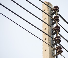 Electrical .Poles and power lines. Supply electricity to rural areas.
